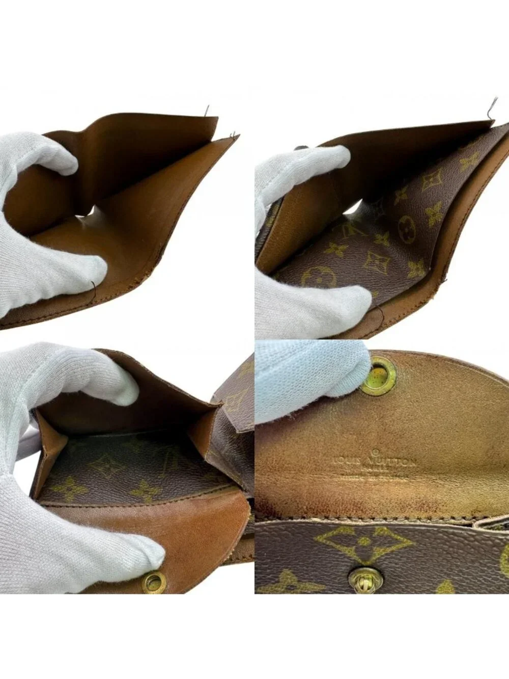 Louis Vuitton Vintage Coin Case Monogram Leather Bifold Wallet Beige